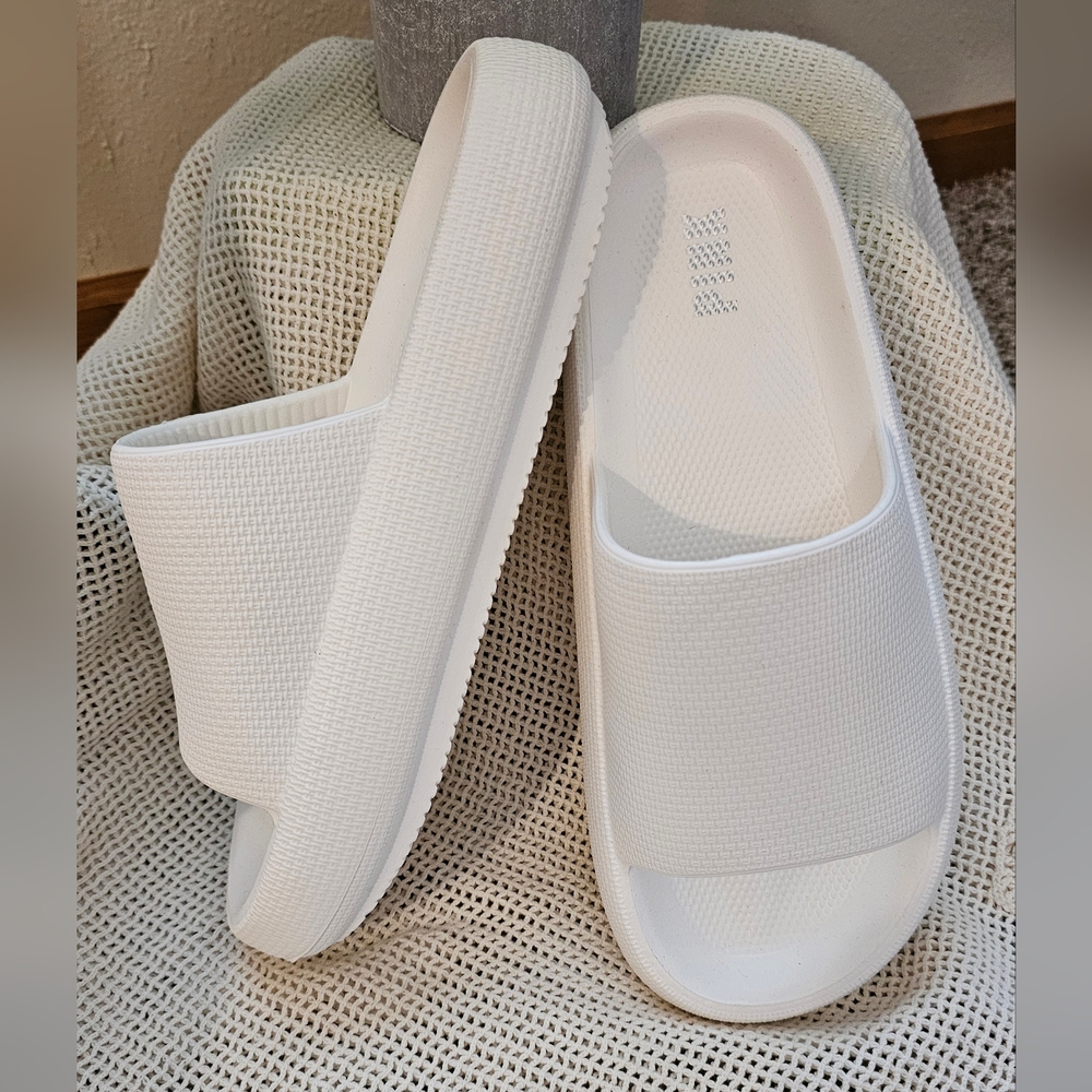 White Slide Sandals